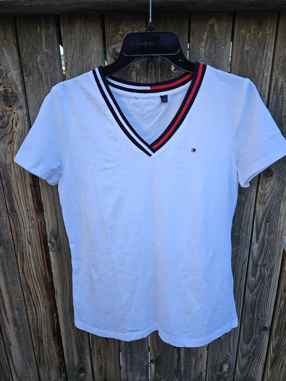 Tommy Hilfiger White V-Neck Women's Size M